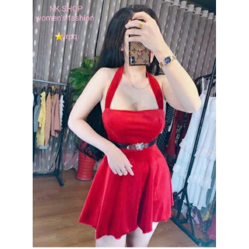 Đầm xòe cổ yếm hở lưng, hàng thiết kế