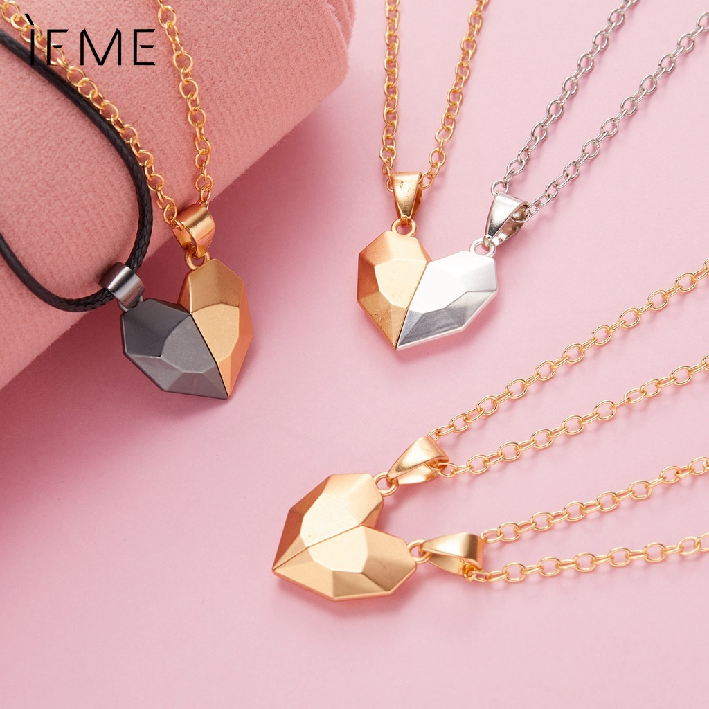 IF ME Vòng Đeo Tay Dây Xích Nam Châm Mặt Trái Tim Thời Trang Cho Cặp Đôi