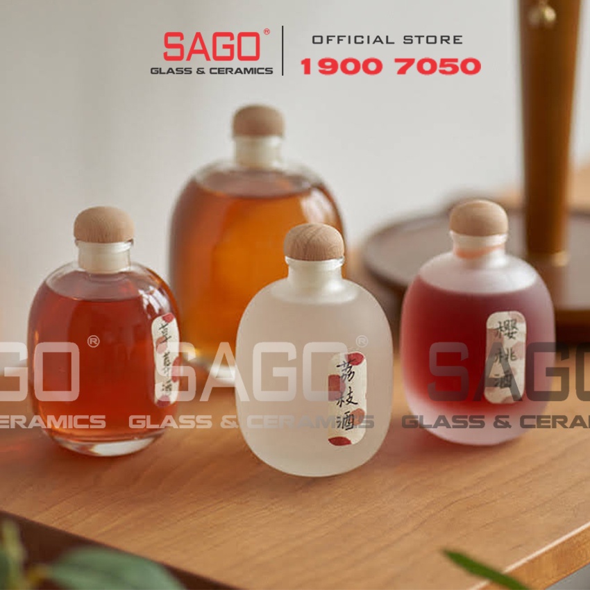 Bình Ngâm Rượu Thủy Tinh Bầu Nút Ấn 100ml , 250ml , 500ml | Tùy Chọn Dung tích