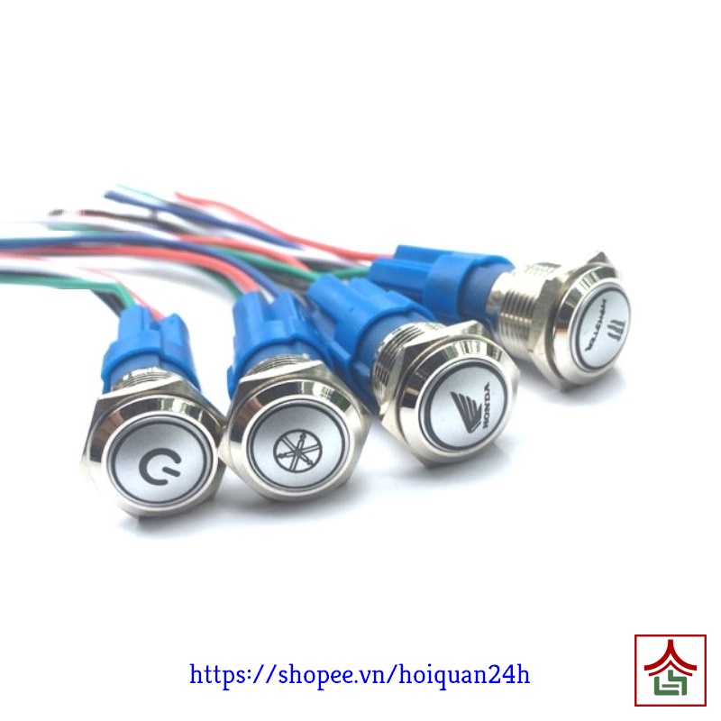 Nút Công Tắc On Off Bật Tắt Kim Loại Có Đèn Led 16mm Chống Nước Cao Cấp