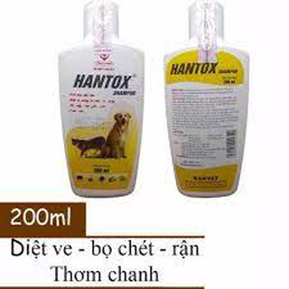 Sữa Tắm Trị Ve Rận Bọ Chét Chó Mèo Hantox Shampoo Vàng 200ml