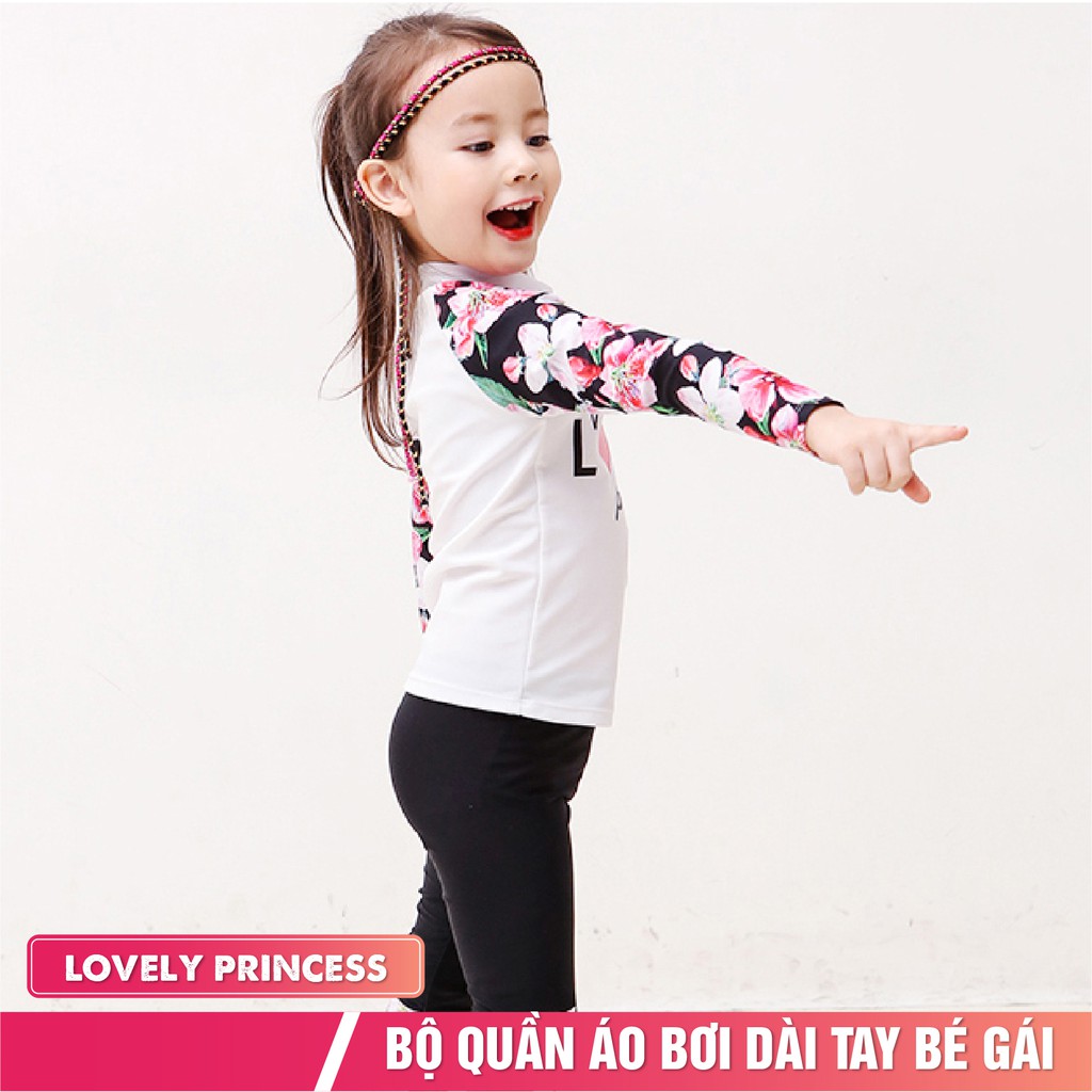 Đồ bơi bé gái mẫu Lovely Princess/Surf đồ bơi cho bé từ 1-12 tuổi mẫu dài tay chống nắng giữ nhiệt