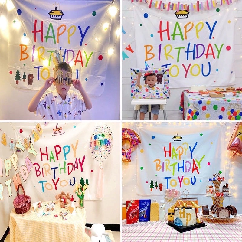 Phông nền trang trí sinh nhật phong cách hàn quốc