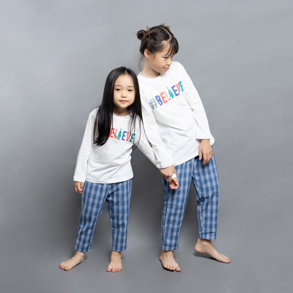 Bộ mặc nhà trẻ em SAYME bộ đồ ngủ cotton dài tay ấm áp thoải mái KBST0005-6