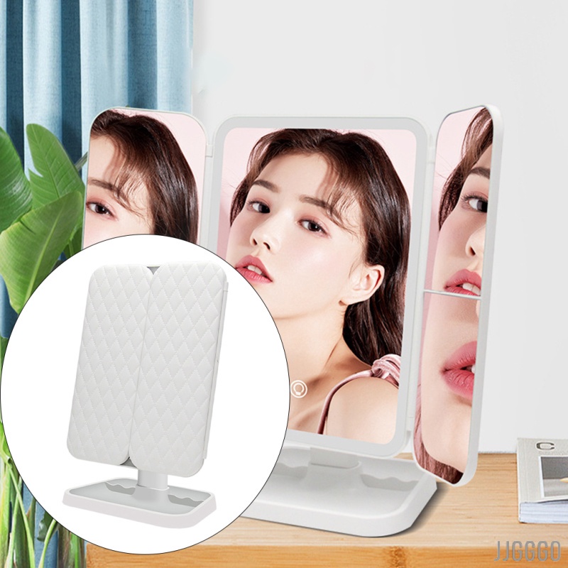 Tri Gương Trang Điểm Gấp Gọn Với 52 Bóng Đèn Led Cảm Ứng