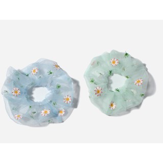 Dây buộc tóc, cột tóc scrunchie hoa cúc trong suốt