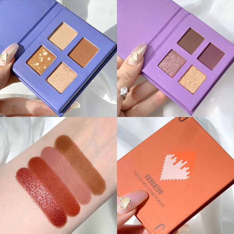 [Hàng mới về] Bảng Phấn Trang Điểm Mắt 4 Màu Ánh Nhũ Bắt Sáng Lâu Trôi