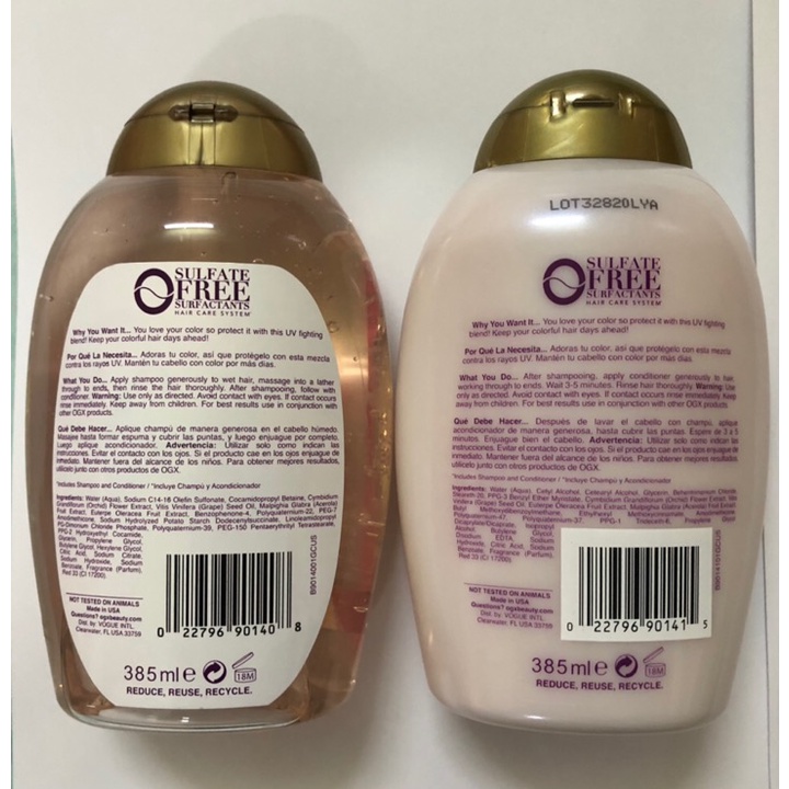 Dầu gội và dầu xả Ogx Fade-Defying Orchid Oil 385ml - Dành cho tóc màu