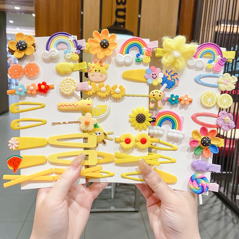 Set kẹp tóc kiểu hoạt hình công chúa Hàn Quốc dễ thương cho bé