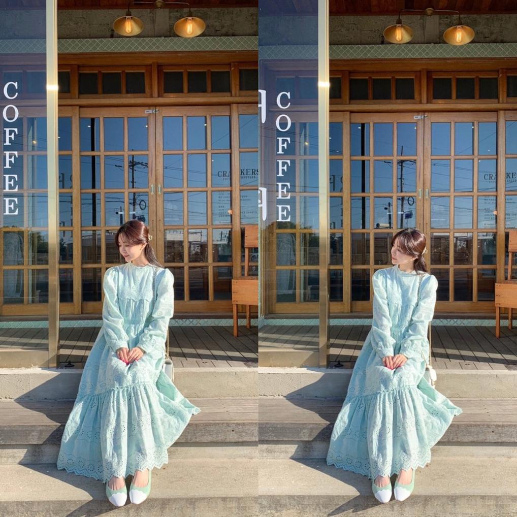 Đầm (váy) maxi tay dài Korea (Hàn Quốc) AU