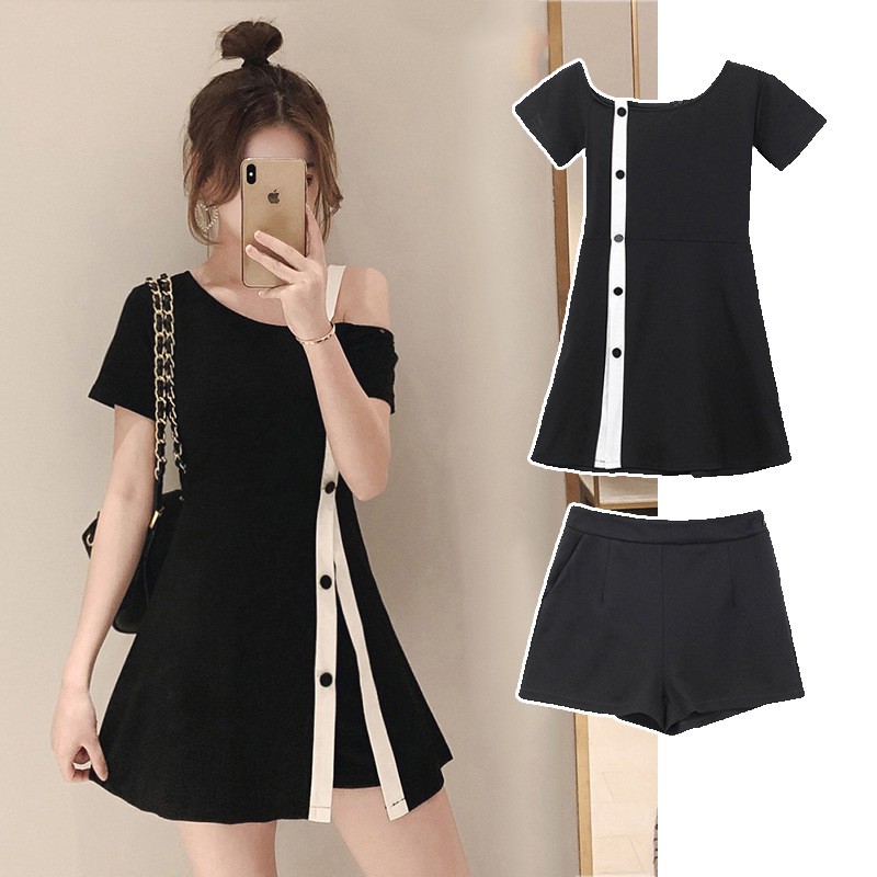 Set nữ trễ vai ulzzang cá tính mùa hè 💖 Set jumpsuit quần áo nữ mặc hè cực đẹp 2021 | BigBuy360 - bigbuy360.vn