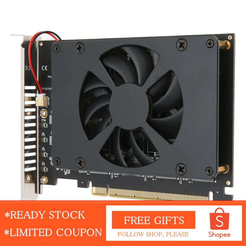 Alwaysonline M.2 PCIE Adapter PCIe 4.0 X16 to 4 Port NVMe with Cooling Fan NVME Raid Card 4x32Gbps SSD for Windows