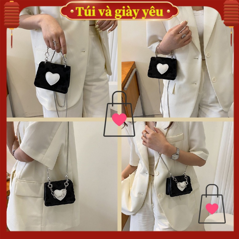 💓Túi và giày yêu💓Túi nhỏ dành cho phụ nữ 2022 túi messenger mới hợp thời trang trong thiết kế thích hợp kết cấu túi đựng son môi nhỏ màu đen