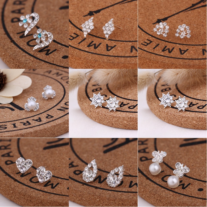 Bông Tai Hình Giọt Nước / Ngôi Sao / Bướm / Trái Tim Đính Đá Thời Trang Cho Nữ