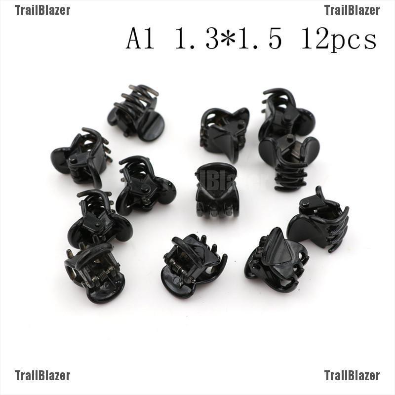 Bộ 12 Kẹp Tóc Nhựa Màu Đen Thiết Kế Nhỏ Gọn Tiện Dụng