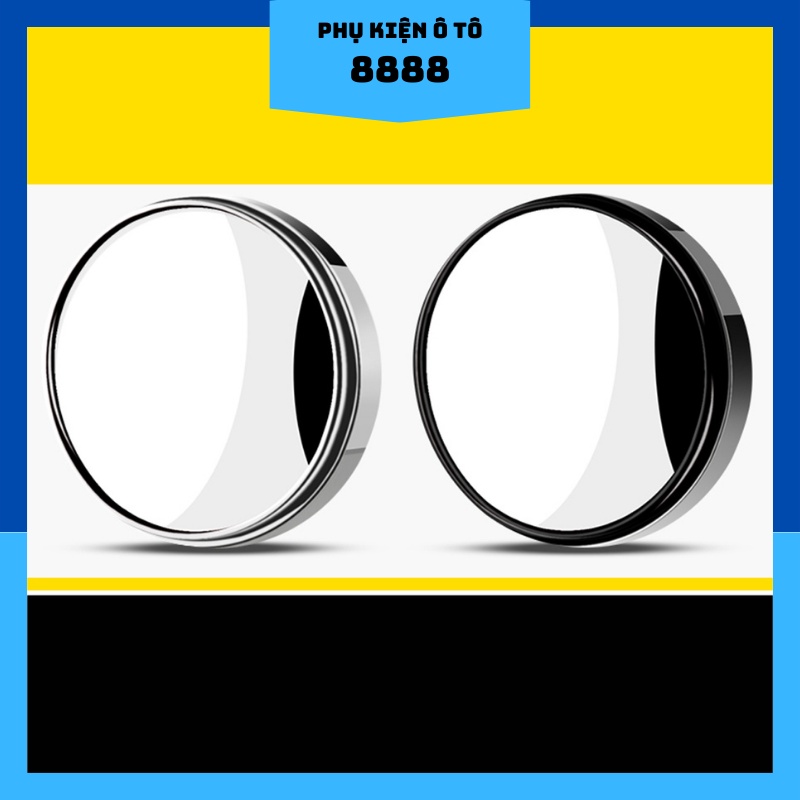 Gương Cầu Lồi Ô Tô Xoay 360 Độ, viền mạ Chrome - 1 Cặp 2 Cái - Gương Lồi Ô Tô 8888