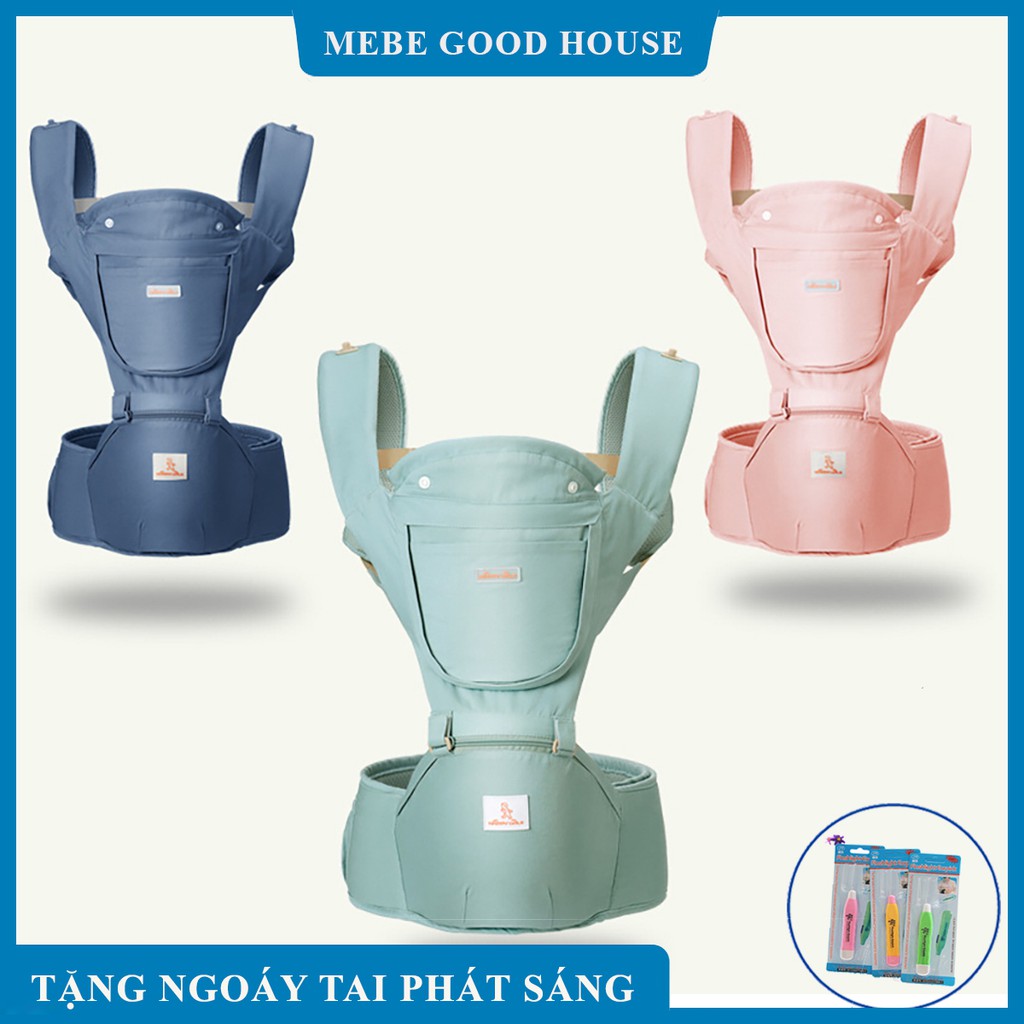 Địu cho bé, Địu ngồi đa năng trợ lực Happy Walk có bệ ngồi ,mũ che nắng,TẶNG KÈM KHĂN ĐEO VAI an toàn cho bé