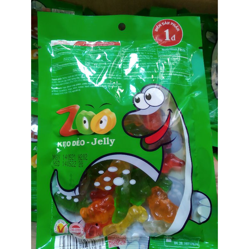 Combo 10 gói kẹo dẻo Bibica khủng long 100g