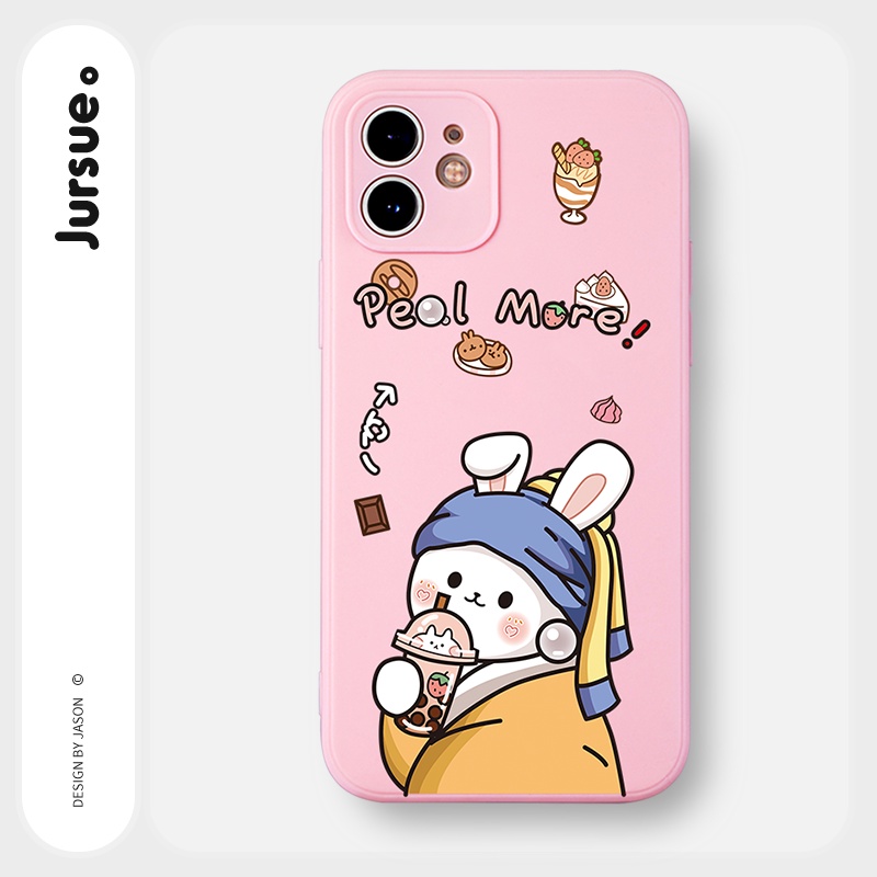 Ốp lưng JURSUE hoạt hình cặp đôi dễ thương đẹp cho iPhone 13 12 11 Pro Max SE 2020 X XR XS ip 8 7 6 6S Plus kute Y325