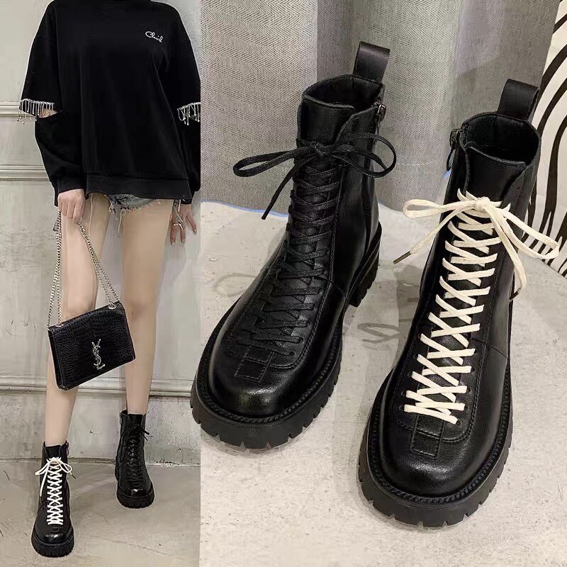 Giày Boot ulzzang nhiều dây Bốt Martin Đế Dày Kiểu Anh Thời Trang Thu Đông 2020 Cho Nữ boot