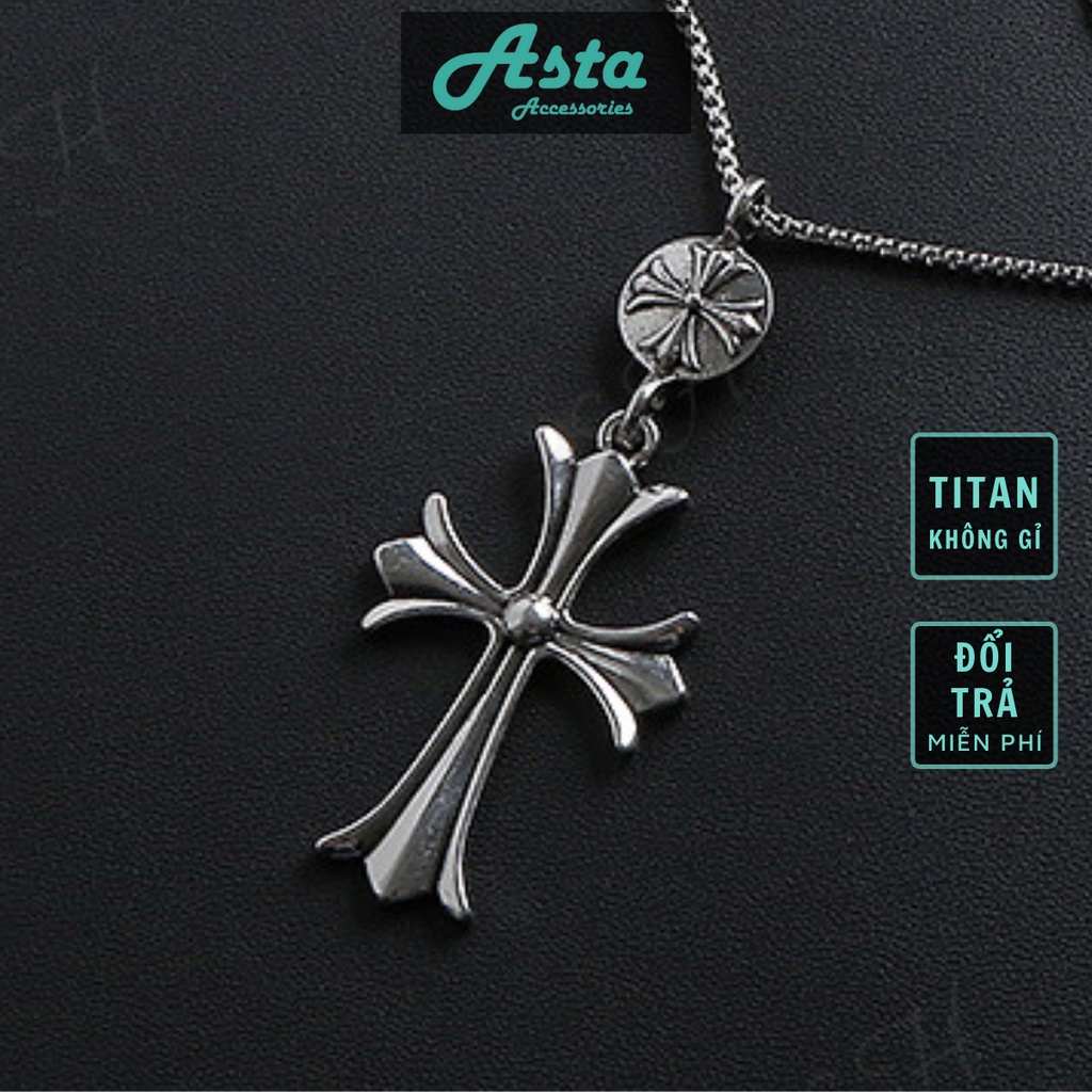 Vòng cổ nam nữ dây chuyền Titan Asta Accessories màu bạc unisex đẹp phụ kiện thời trang - Vòng cổ Chrome Heart