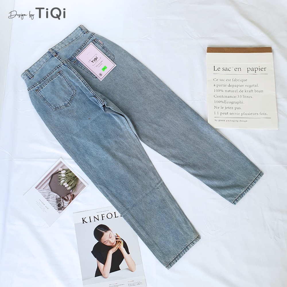 Quần baggy trơn jean cotton rách gối TiQi Jeans B1-203 | BigBuy360 - bigbuy360.vn