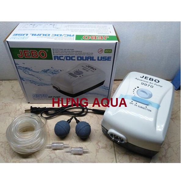 Máy Sủi Oxy - Sủi Oxy Tích Điện JEBO 9950 / 9970 loại 2 vòi đề phòng cúp điện
