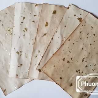 3 tờ giấy vintage nhũ vàng khổ A5