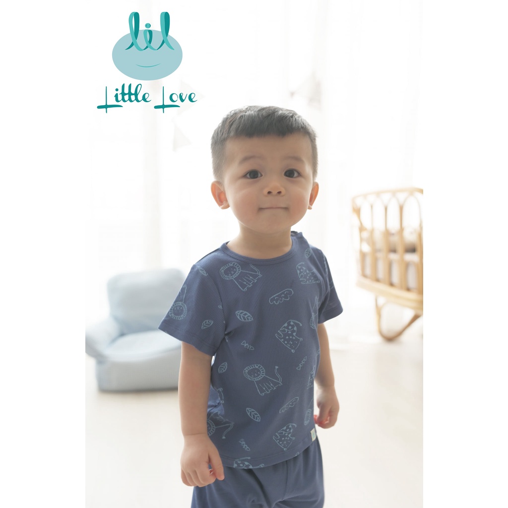 [3M-4Y]Bộ cộc tăm in tràn Lil Little Love bé trai bé gái thấm hút mồ hôi