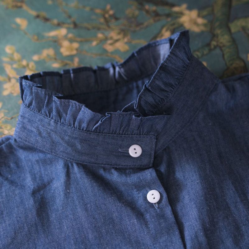 Yoioi Cổ Áo Giả Denim Nhún Bèo Dễ Thương Có Thể Tháo Rời Tối Giản Cho Búp Bê