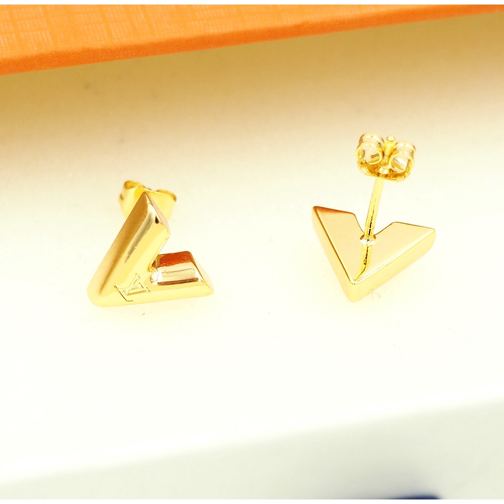 Khuyên Tai Dáng Chữ V Thương Hiệu Louis Vuitton Cao Cấp Thời Trang