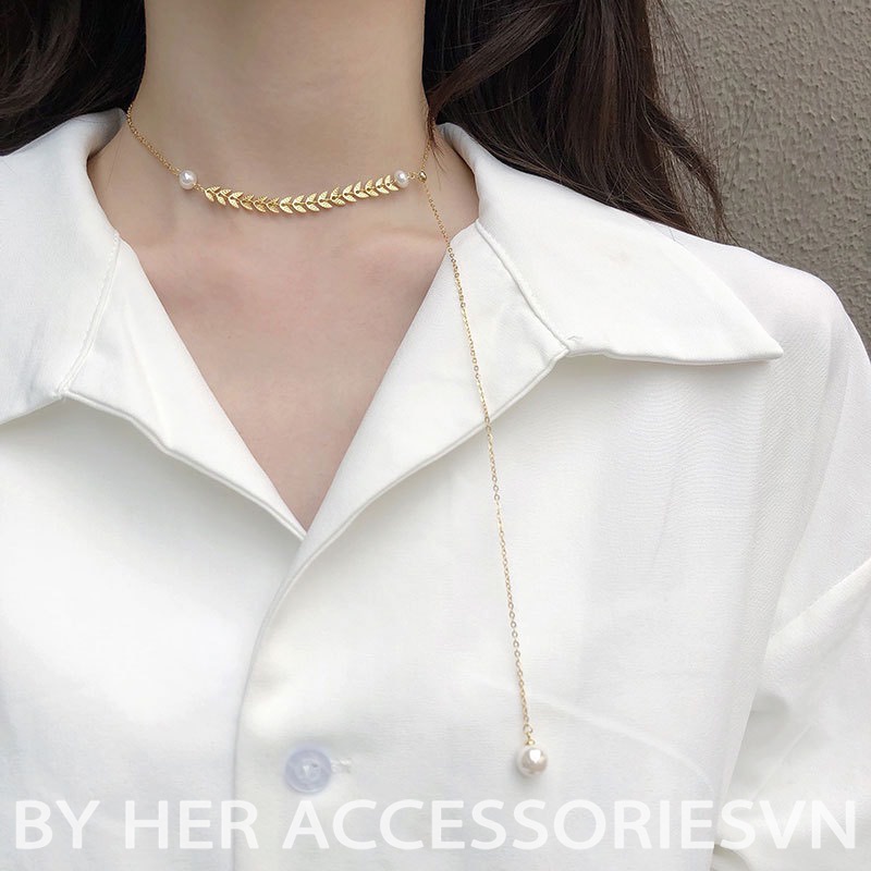 Dây Chuyền, Vòng Cổ Dải Nguyệt Quế Thanh Lịch, Phong Cách Hàn Quốc, Her Accessories C19