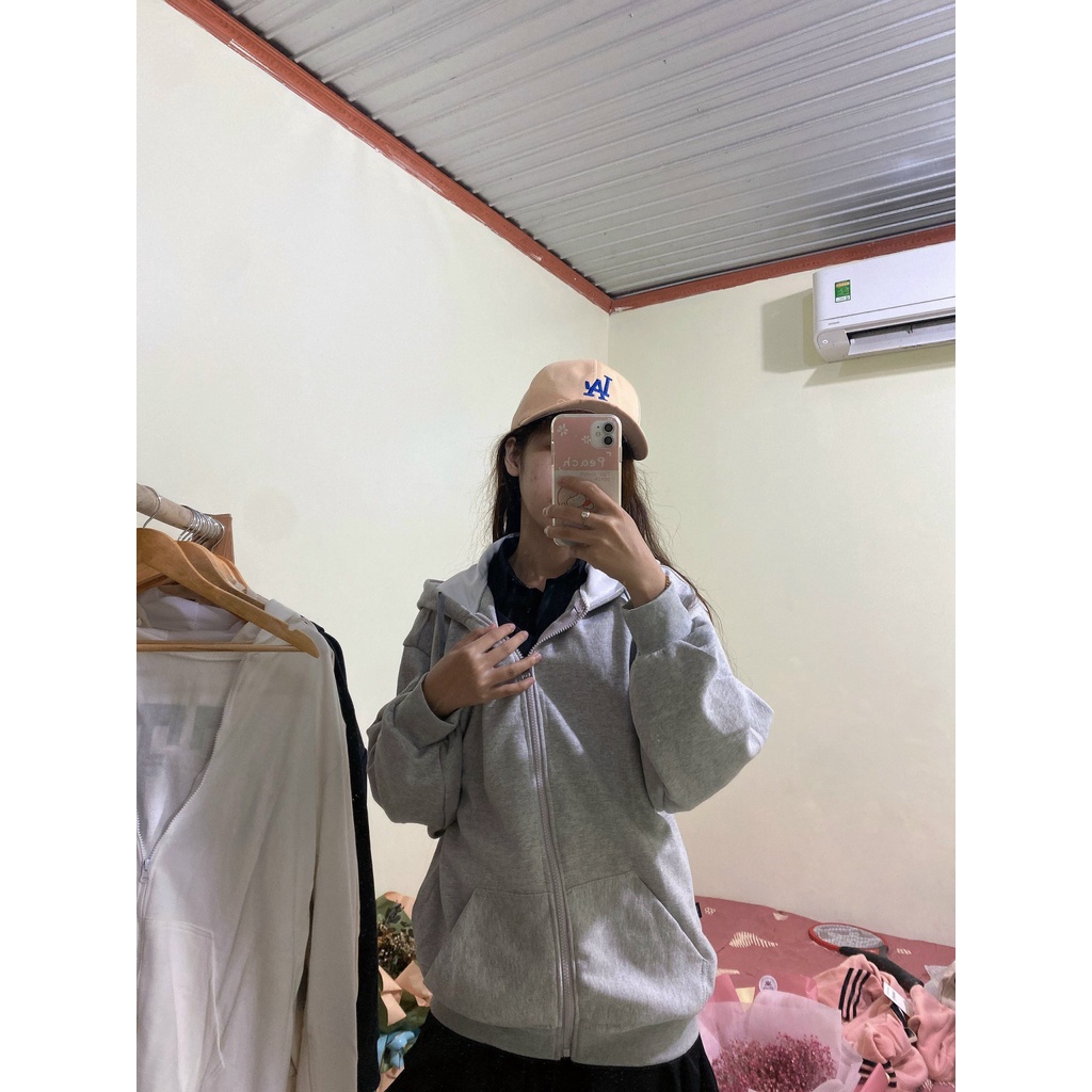 Áo khoác hoodie trơn basic , form rộng chống nắng cho nữ, nón 2 lớp, chất nỉ cao cấp