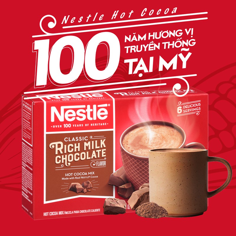 Bột cacao sữa Nestlé Hot Cocoa Mix hộp giấy 6x20,2g