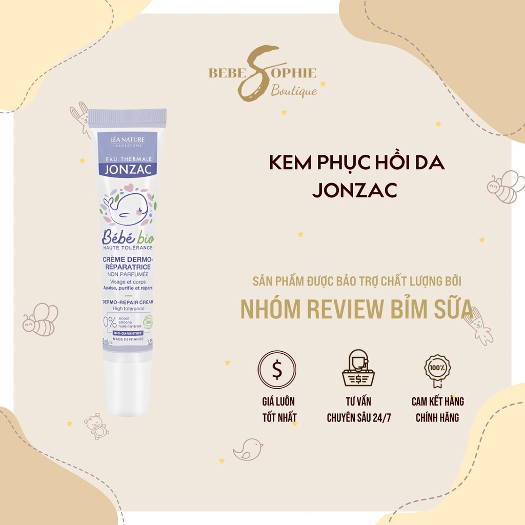 Chính hãng - Kem dưỡng siêu phục hồi, tái tạo da cho bé Jonzac Bébé Bio Dermo Repair 40ml