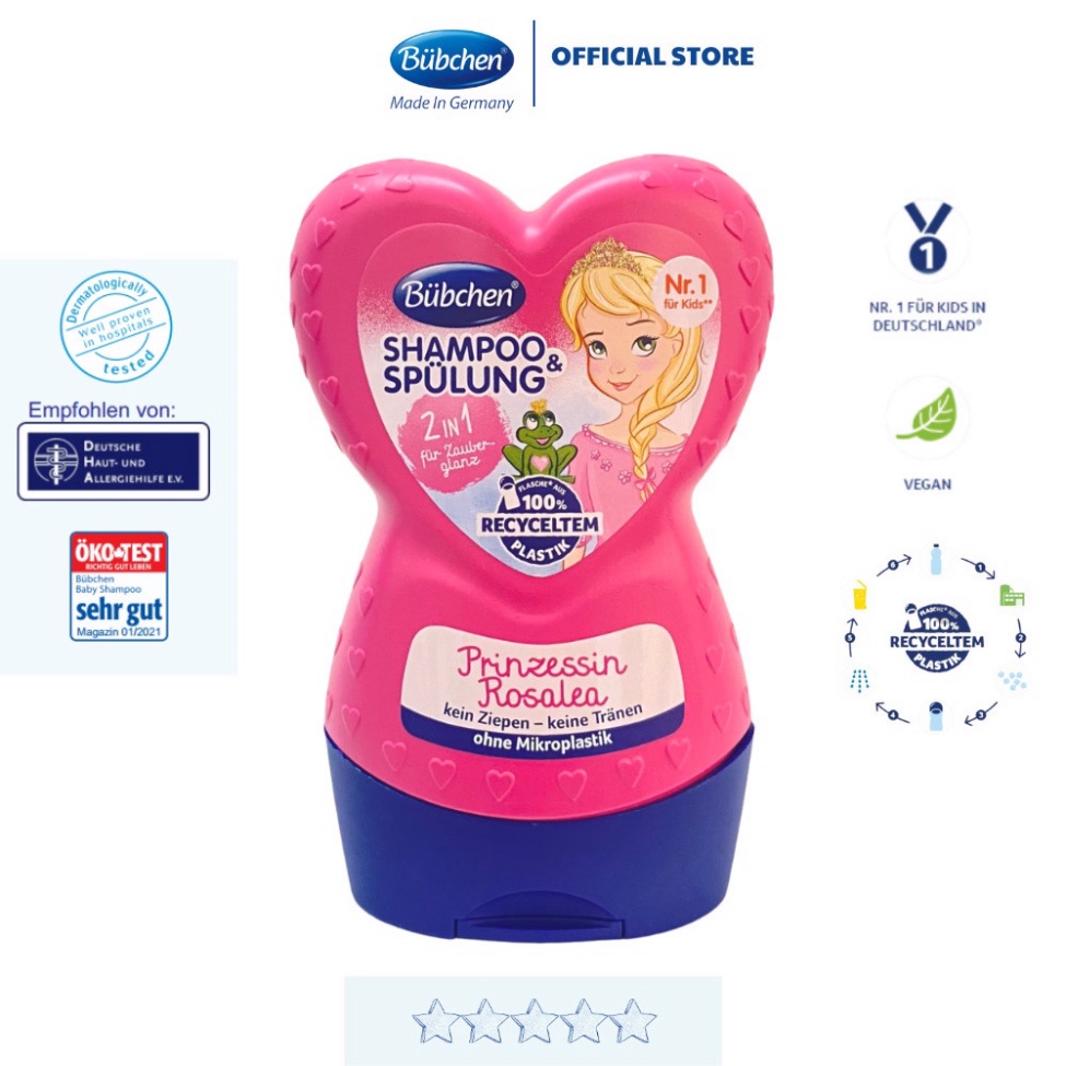 Dầu gội xả cho bé Rosalea 2in1 Bubchen Đức 230ml Prinzessin Rosalea