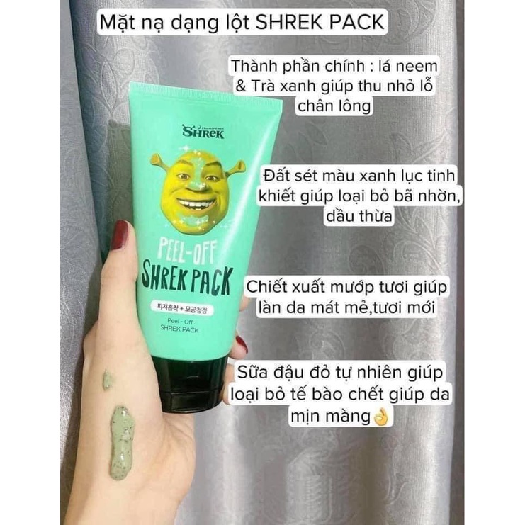 Mặt Nạ Đất Sét Bạc Hà Rau Má Shrek Pack 110g - Mặt Nạ Lột Mụn Sherk Peel-Off