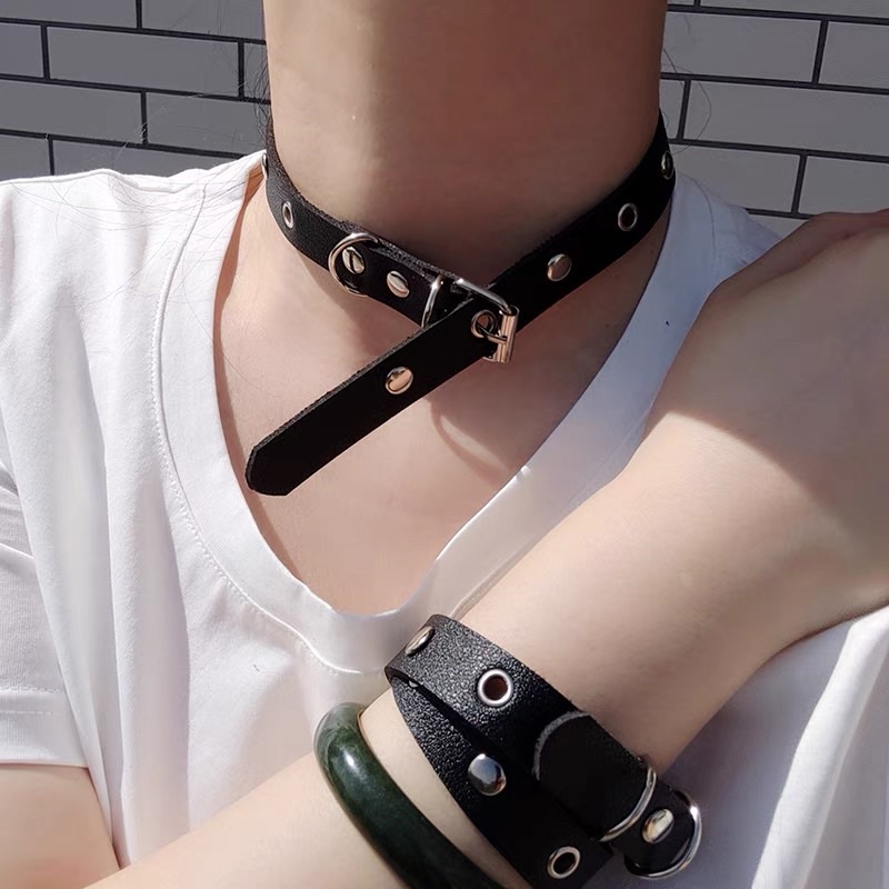 Vòng cổ choker PU cá tính - Khăn turban