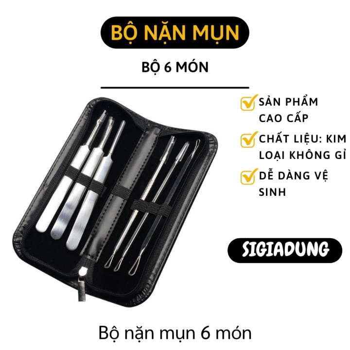 [SGD] Dụng Cụ Nặn Mụn - Bộ Nặn Mụn 6 Món Tiện Lợi Chuyên Nghiệp Đảm Bảo Vệ Sinh, An Toàn 7522