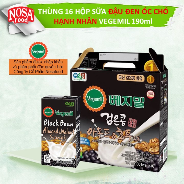 Sữa Hạt Vegemil Đậu Đen Óc Chó Hạnh Nhân (190ml x 16 Hộp)