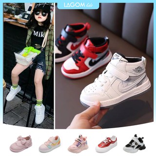 [CAO CẤP] Giày Sneaker Bé Gái & Bé Trai | Giày Thể Thao Trẻ Em 2020 Cao Cổ Màu Trắng | 1-3-5 Tuổi - GS877
