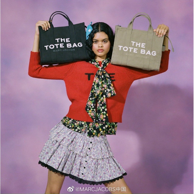 SALE-Túi tote form vuông unisex chất canvas bụi bặm Marcie-loang bên trong ko ảnh hưởng ngoài