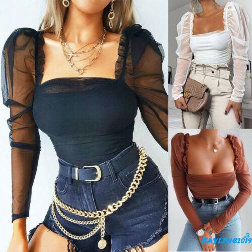 Bodysuit Tay Dài Phối Lưới Xuyên Thấu Quyến Rũ Cho Nữ
