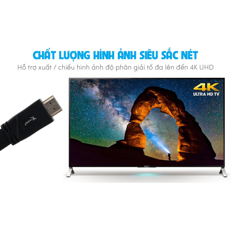 Cáp HDMI 2.0 Dẹt 5.0m Xmobile DS135-5TB Đen