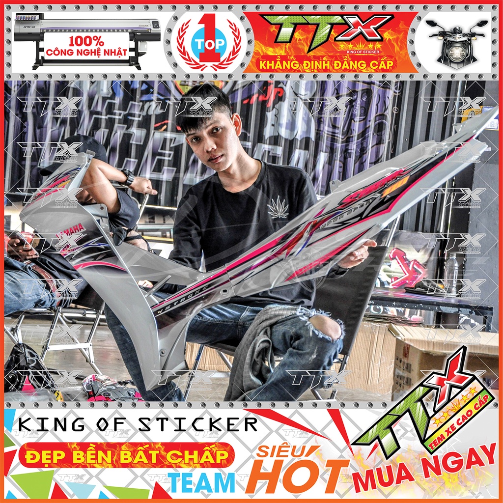 Tem Xe Sirius Bạc Hồng Trắng 110 Spark - Tem Dán Xe Sirius Trắng Bạc Hồng Siêu Đẹp - Mẫu Tem Rời Sirius Bạc