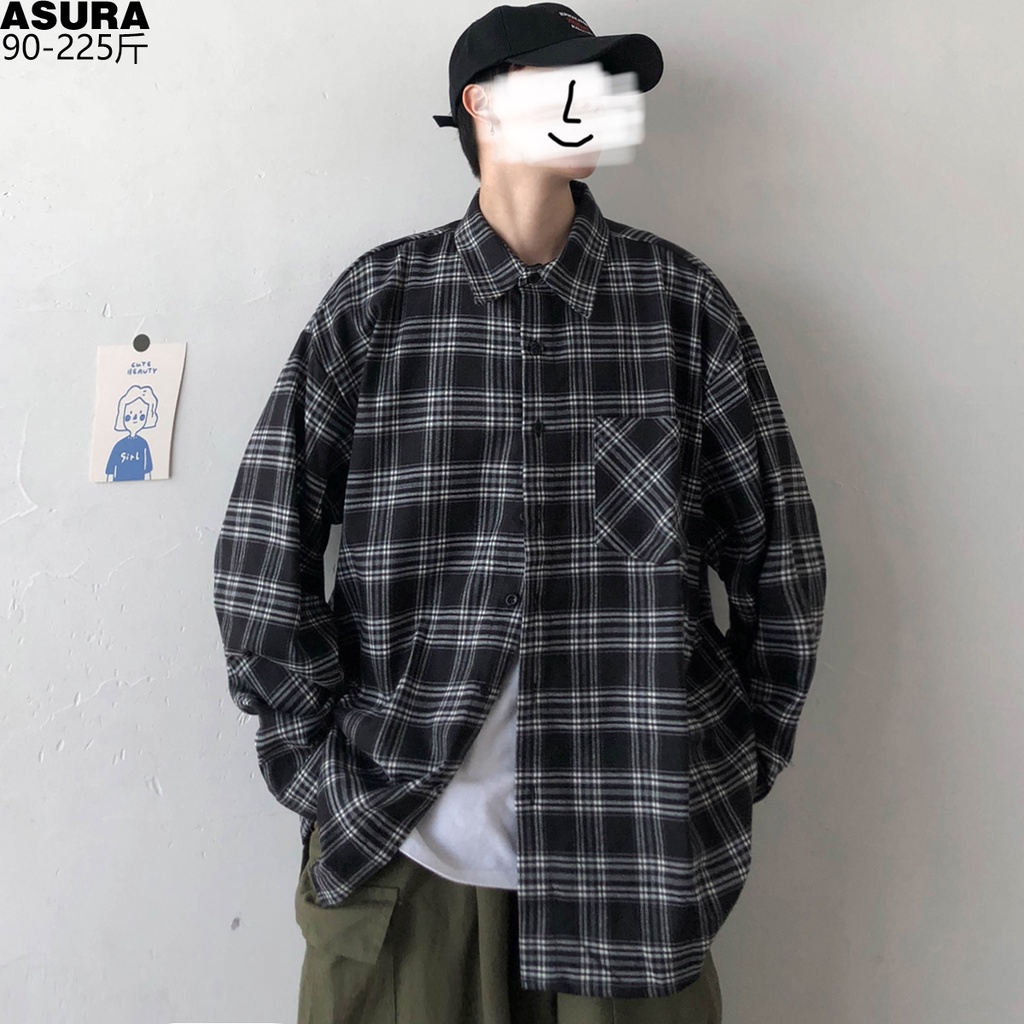 Áo Sơ Mi Nam Caro Tay Dài Phong Cách Hàn Quốc Thời Trang Cho bigsize unisex áo lót của đàn ông mạng tinh thể shirt