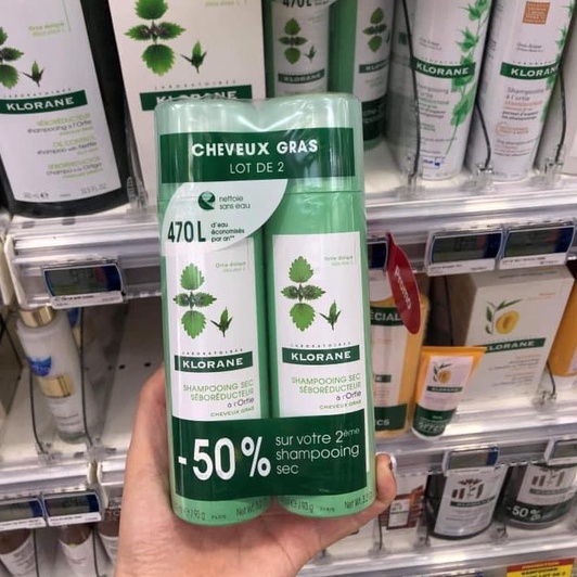 Dầu Gội Khô Klorane Pháp 150ML - DẦU GỘI ĐẦU CẤP TỐC XANH, TRẮNG