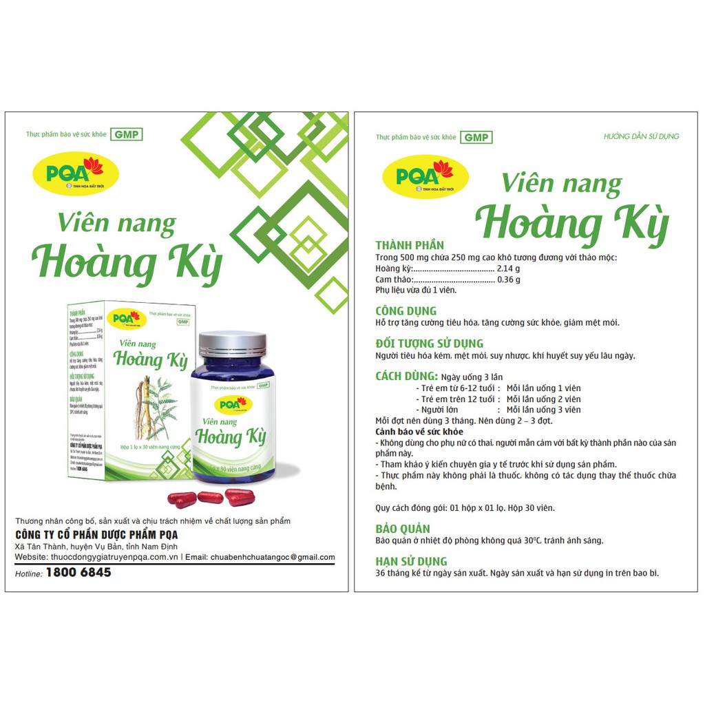 PQA Hoàng Kỳ Hộp 30 Viên