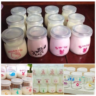 hộp 12 Hũ Đựng Sữa Chua Thủy Tinh - hũ sữa chua Có Nắp Đậy