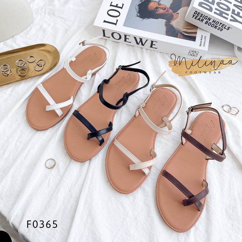 GIÀY SANDAL NỮ ĐẾ BỆT DÂY NGANG MÃNH XỎ NGÓN HẬU GÀI F0365